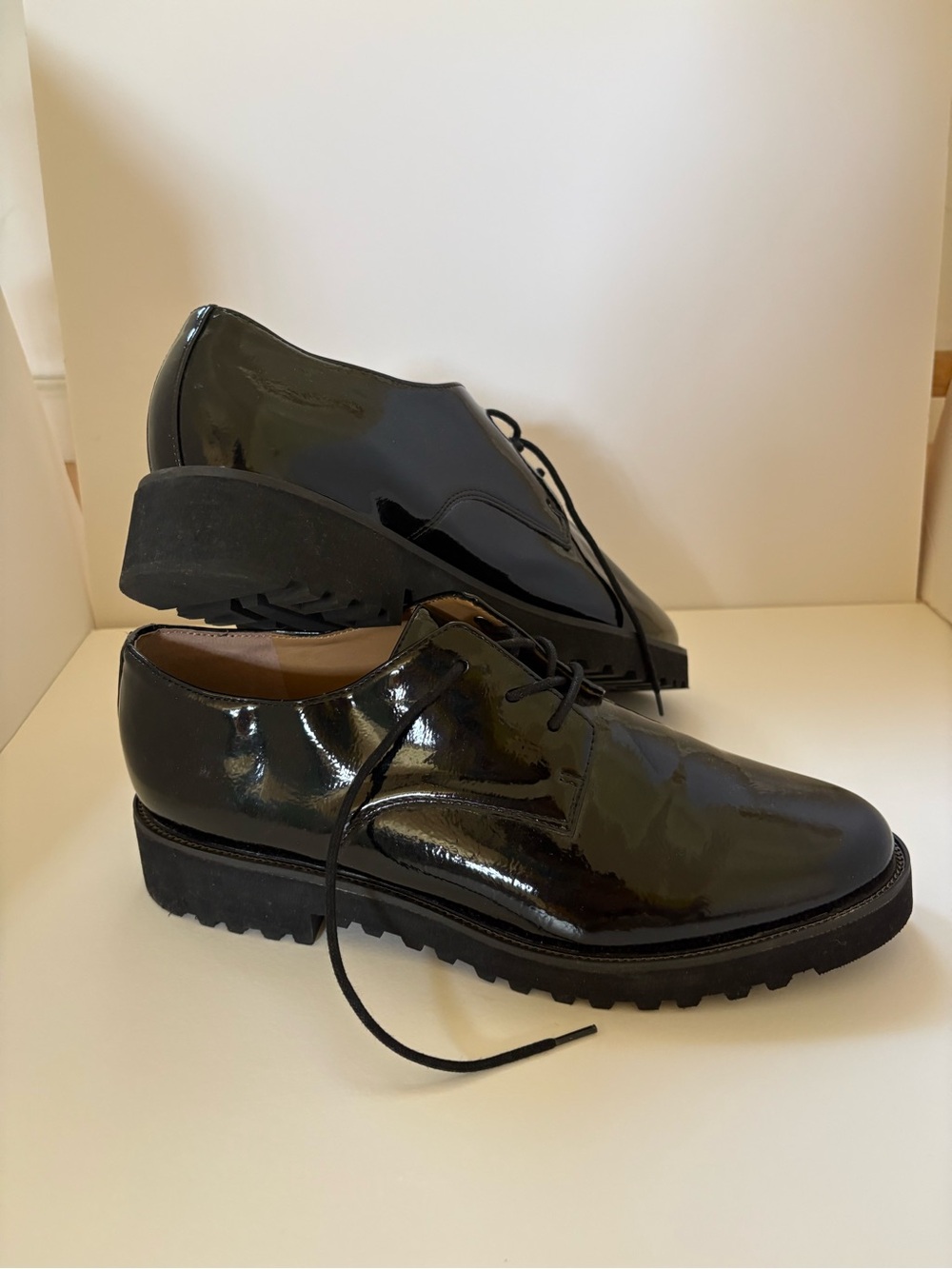 Franco Sarto Black Patent Leather Derby Shoes - Classic Lace-Up